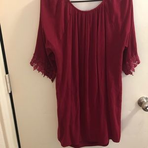 Red lace detail dress